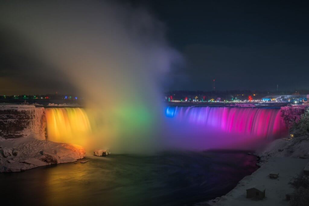 Illuminations at night, Ontario, Canada, winter, things to do at Niagara Falls at night