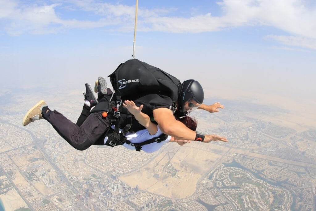 Desert, flying, skydiving, tandem jump, 