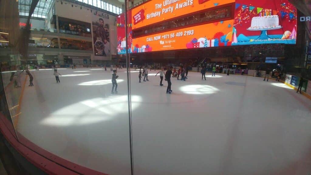 The skating rink inside Dubai Mall, skating, people skating, activities in Dubai Mall, Dubai Ice Rink