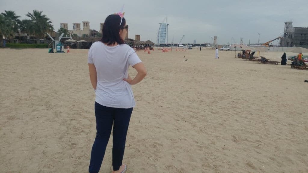 Me at Kite Beach, Dubai, beach, unicorn, Burj Al Arab