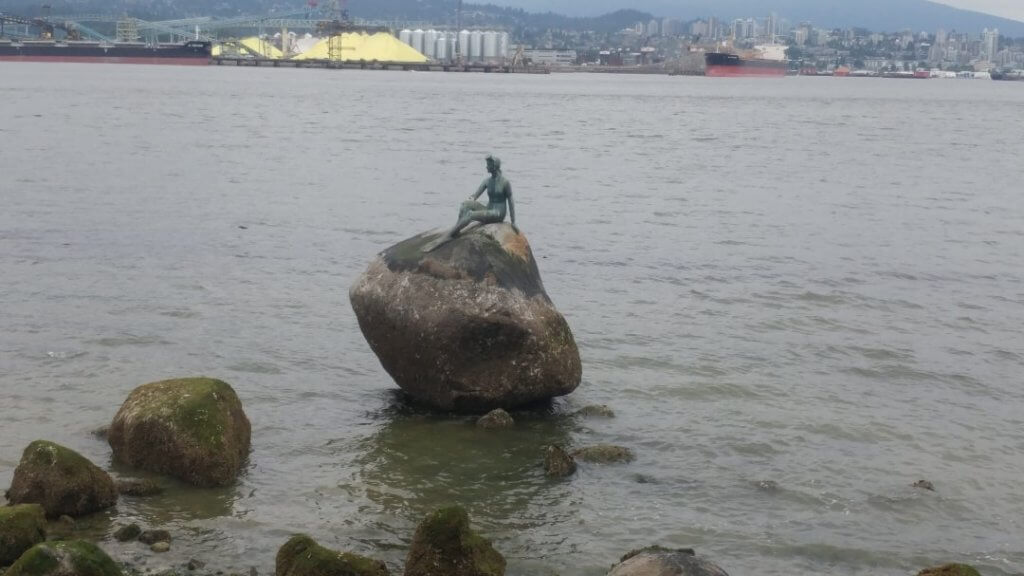 statue, rock, landmark, Things to see in Stanley Park-  Girl in a wetsuit