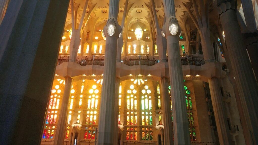 windows, basilica, light, Barcelona, Spain