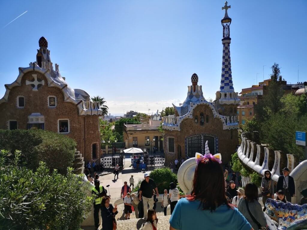 unicorn, Park Guell, Monumental Zone, gingerbread houses