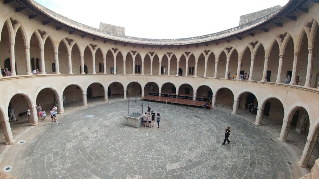 The courtyard inside Bellver Castle, main attraction in Palma,  top things to do in Palma de Mallorca