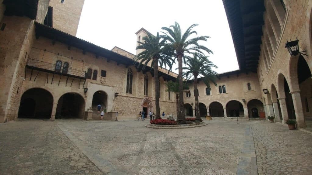 courtyard, palms, Royal Palace, Palma de Mallorca, Spain points of interest