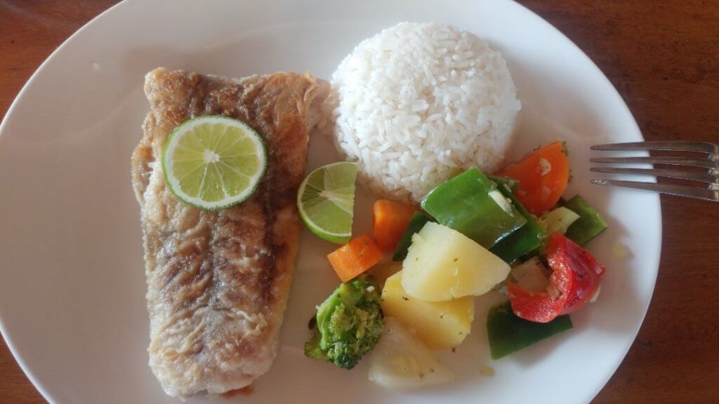 fish, rice, veggies, food, lunch