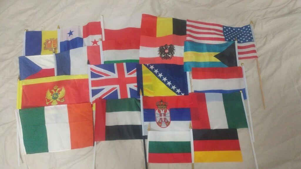 flags, souvenirs