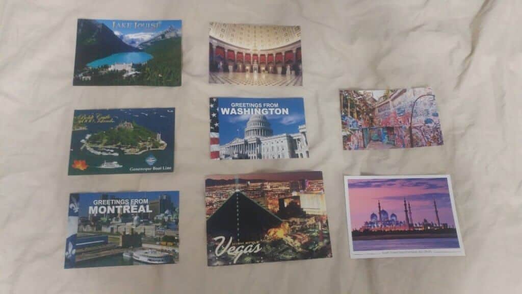 postcards, travel, collection, things I collect from my travels