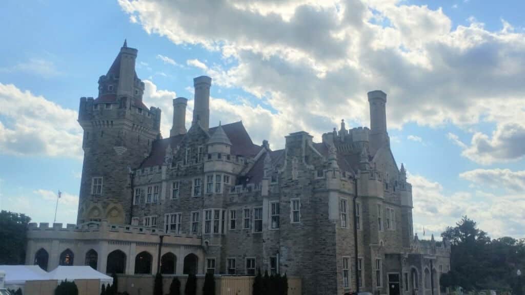 View of Casa Loma from the parking lot, castle, attraction
