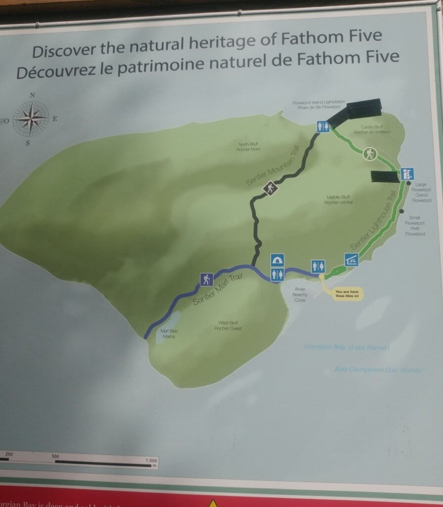Flowerpot Island trail map, hiking