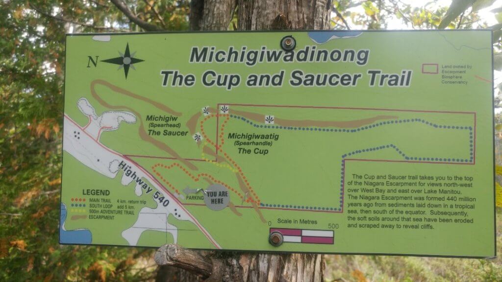 Cup and Saucer Trail, map, Manitoulin Island