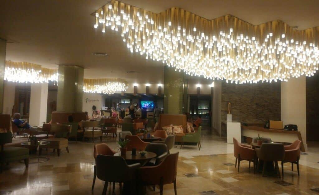 lobby, hotel, resort, lights