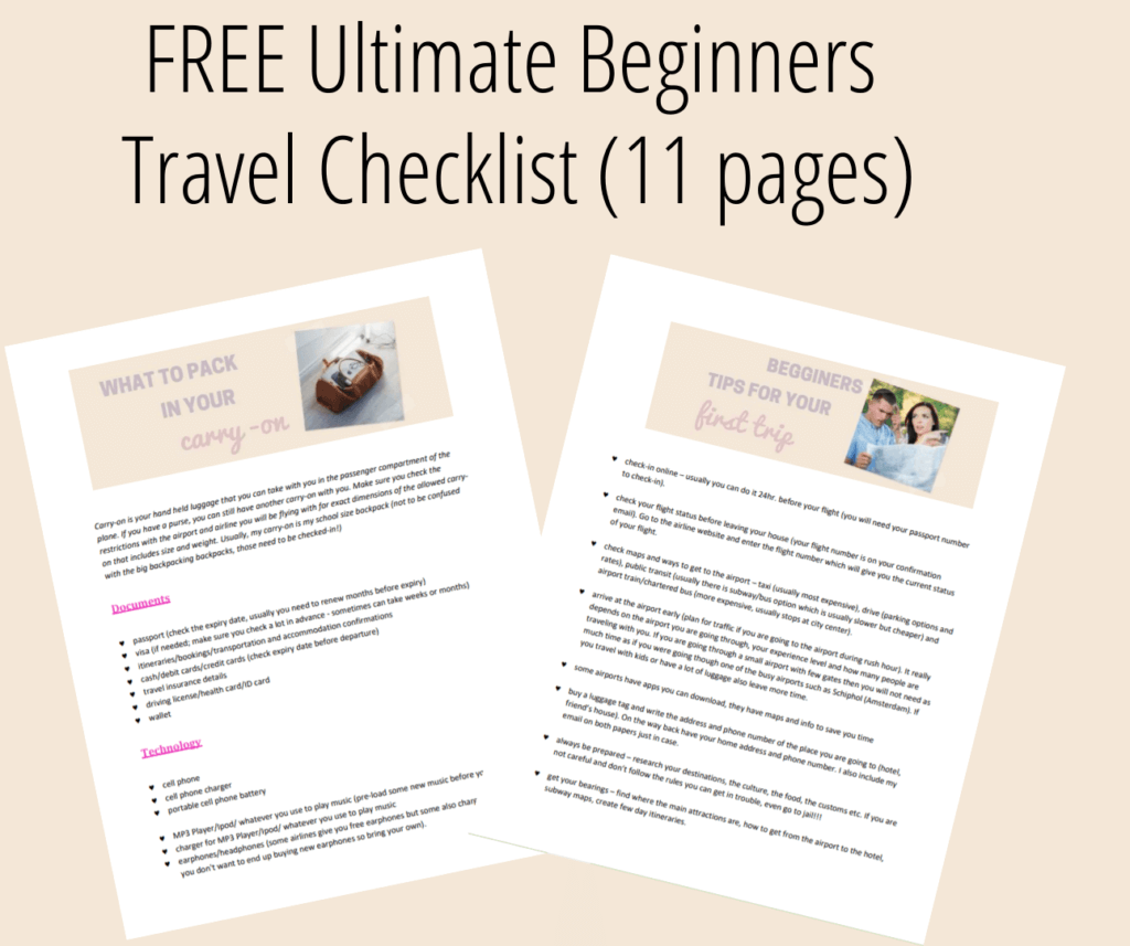 freebie, travel checklist