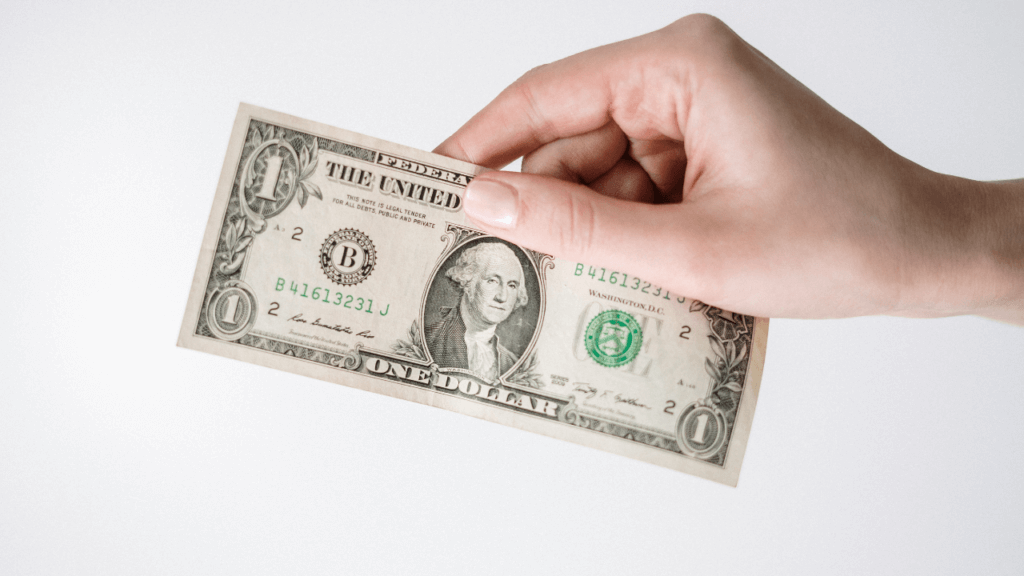tipping, dollar bills 