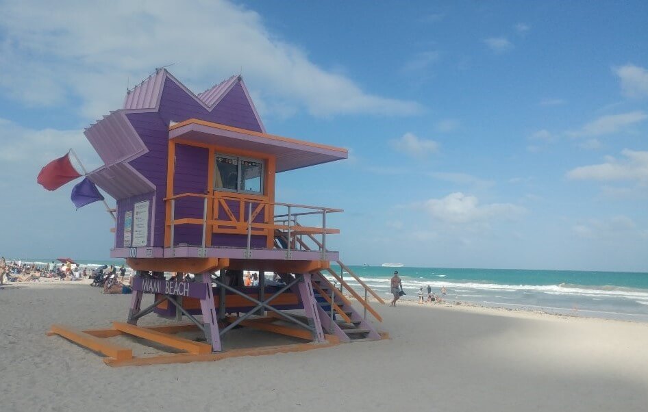 Lifeguard Towers, Miami Beach, purple lifeguard house in Miami Beach