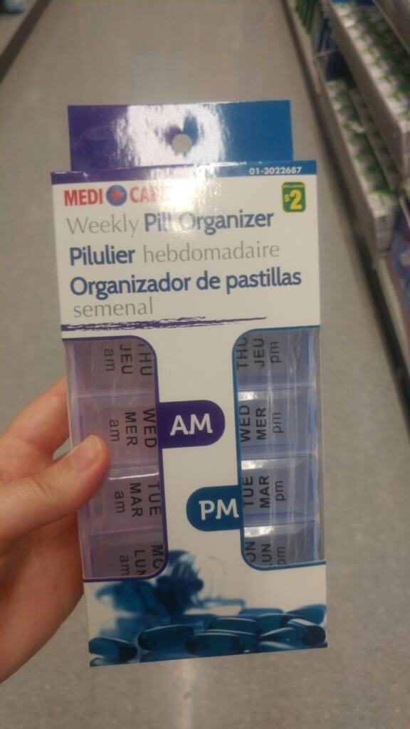 Small pill organizer is a travel essentials to buy at the Dollar Store, Dollarama pill organizer