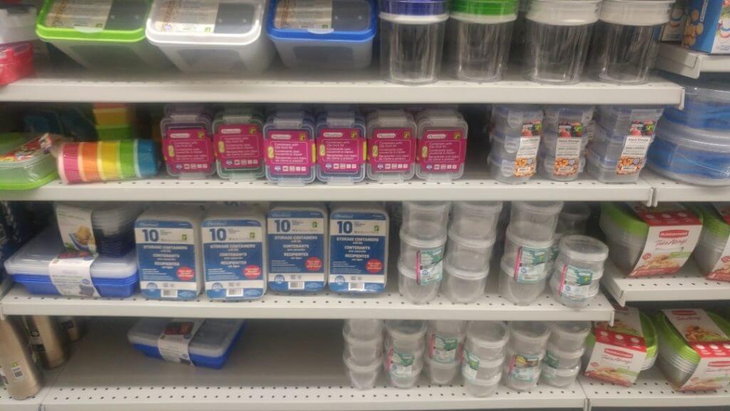 Containers of all shapes and sizes are Travel essentials to buy at the Dollar Store, if you are going on a road trip