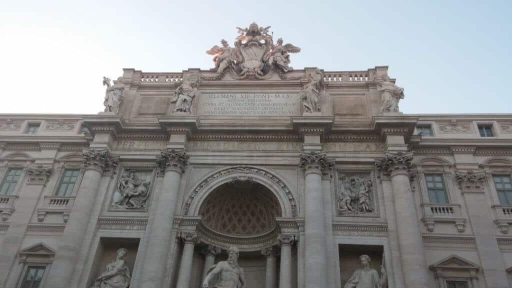 The top part of the Trevi Fountain, attractions in Rome 