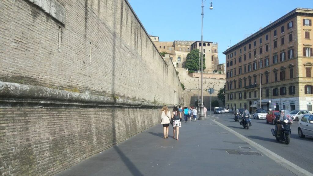 The Vatican City is surrounded by a wall