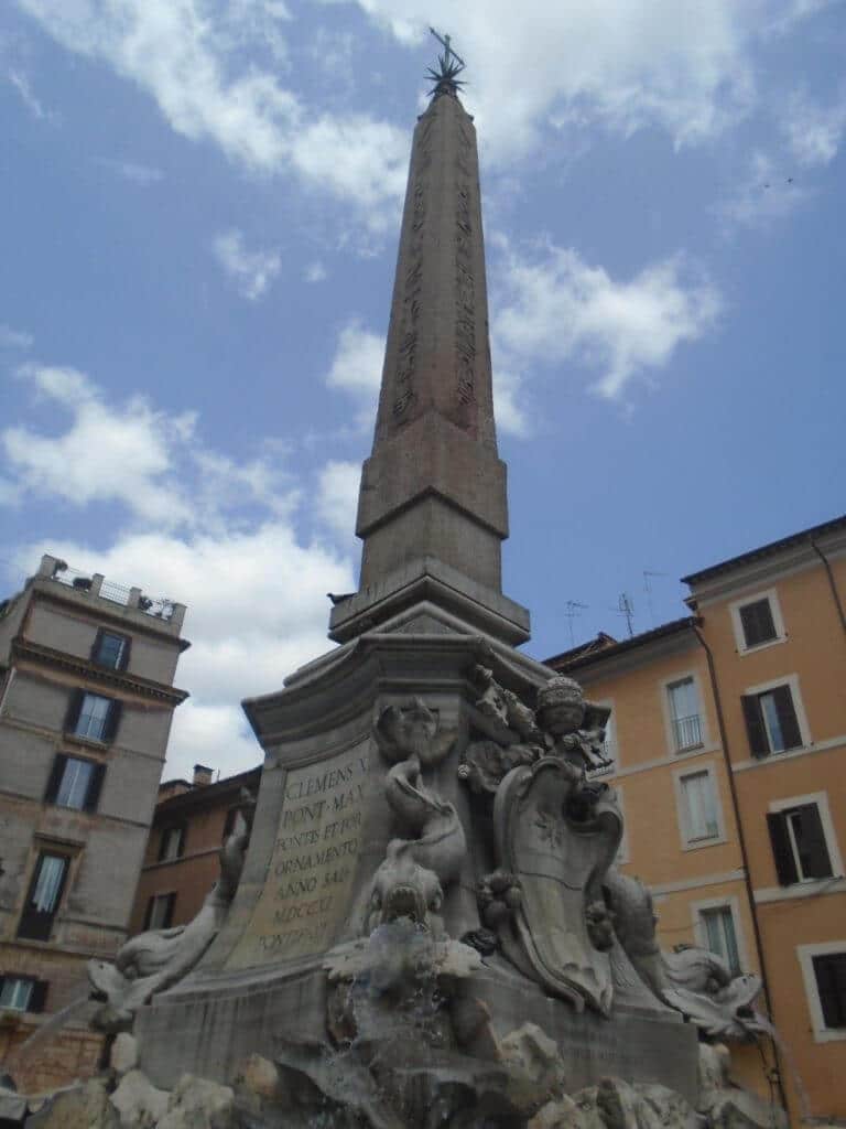 The obelisk in front of the Pantheon