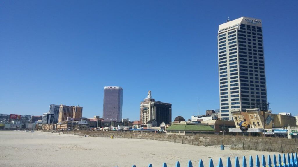 Atlantic City hotel view, beach, United States