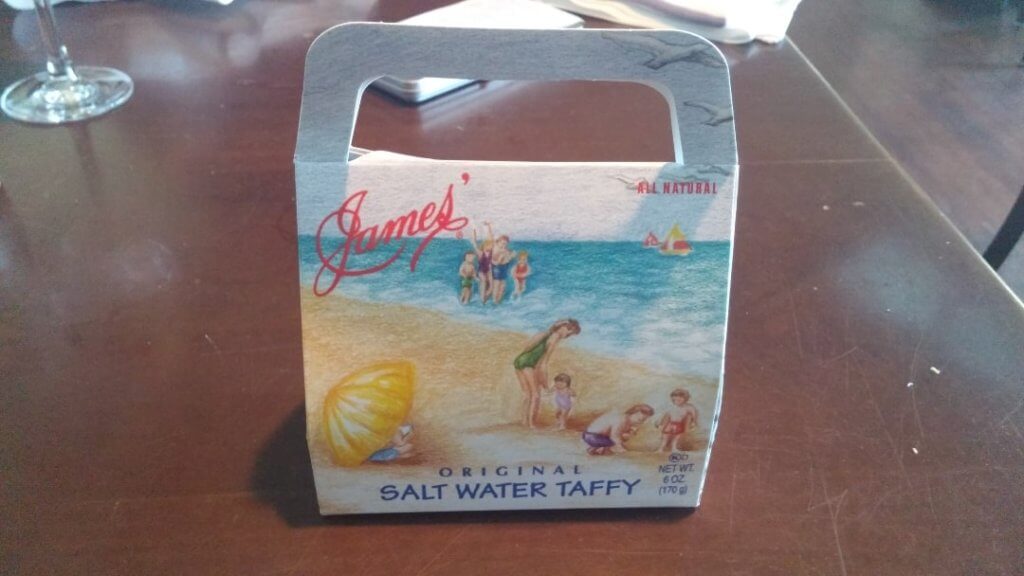 Saltwater taffy - they are little sticky candies that come in this box