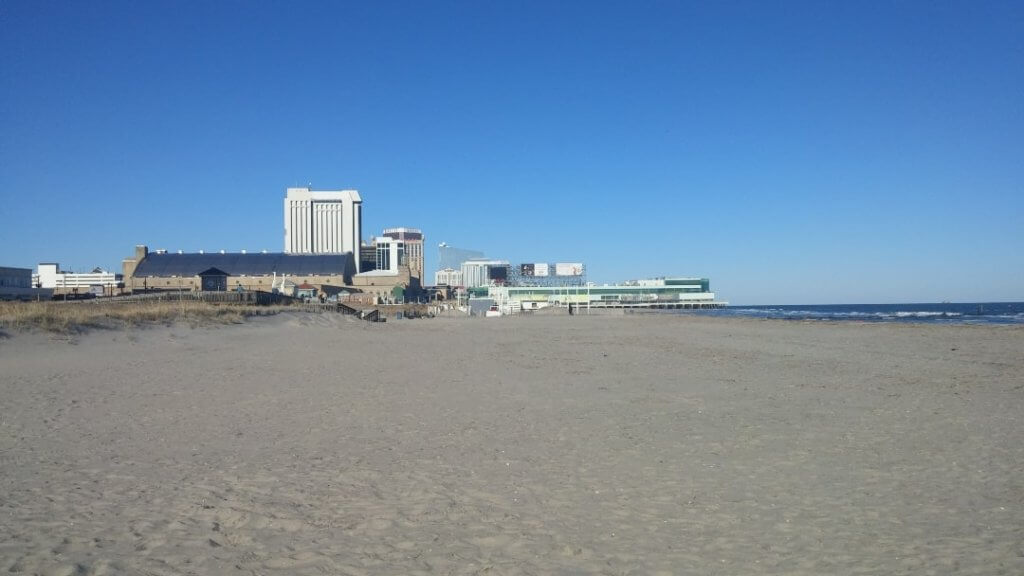 Atlantic City beach and a few hotels in the background, New Jersey