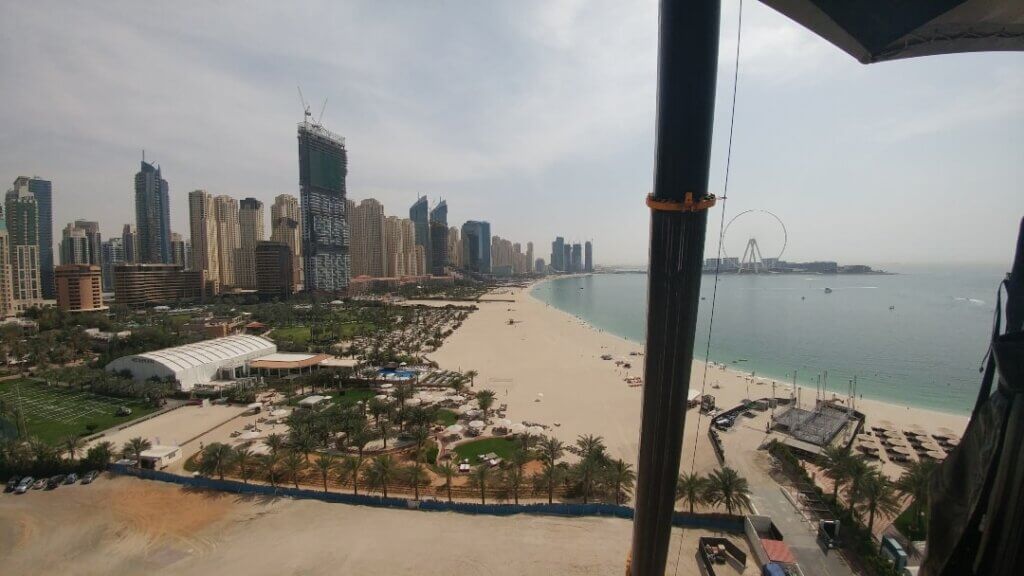 Here we have made almost a full turn and coming back to the Dubai Marina, Dinner in the Sky in Dubai