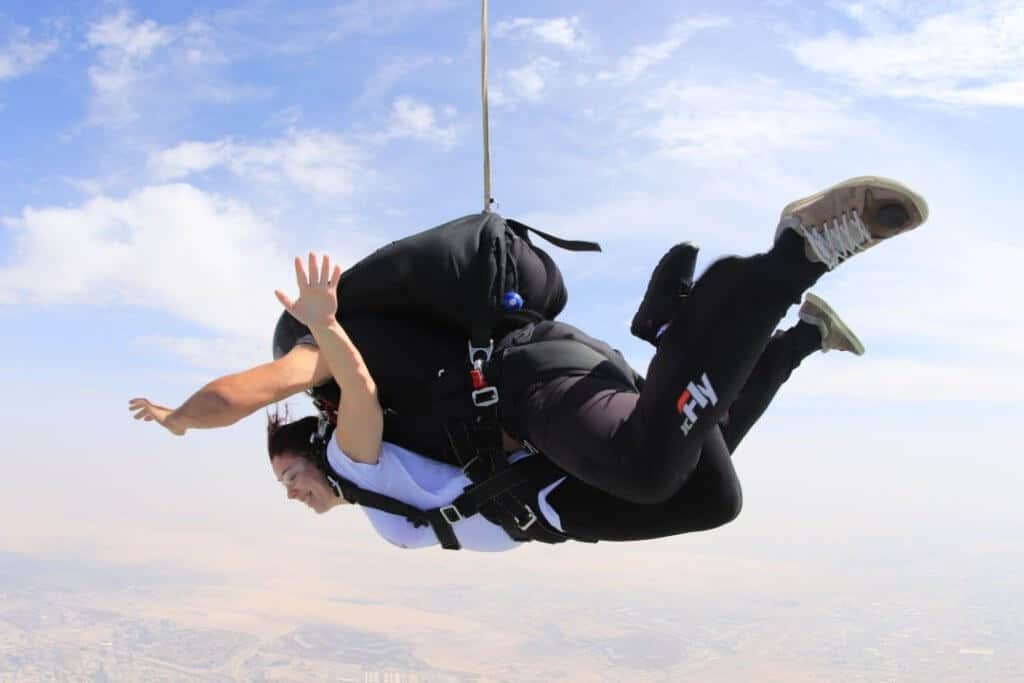 Dubai skydiving view, tandem jump