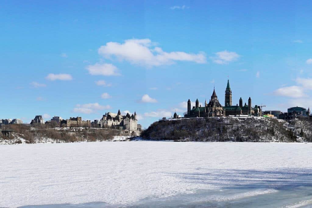 Ottawa in the winter, the Ottawa River is frozen, Canada