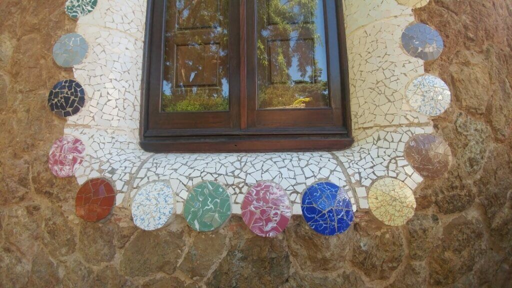 A detail from one of the windows, Park Guell, Park Guell gingerbread houses