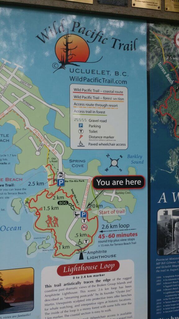 Map of the Wild Pacific Trail, hiking, things to do near Tofino