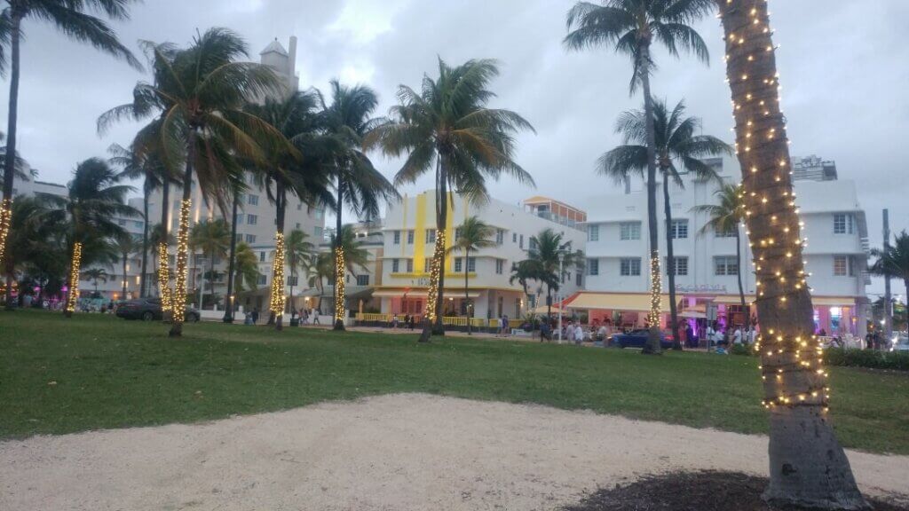 Ocean Drive in the evening, South Beach, Miami Ocean Drive hotels