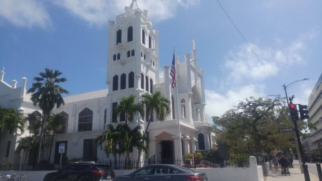 White, tall building in Key West Florida