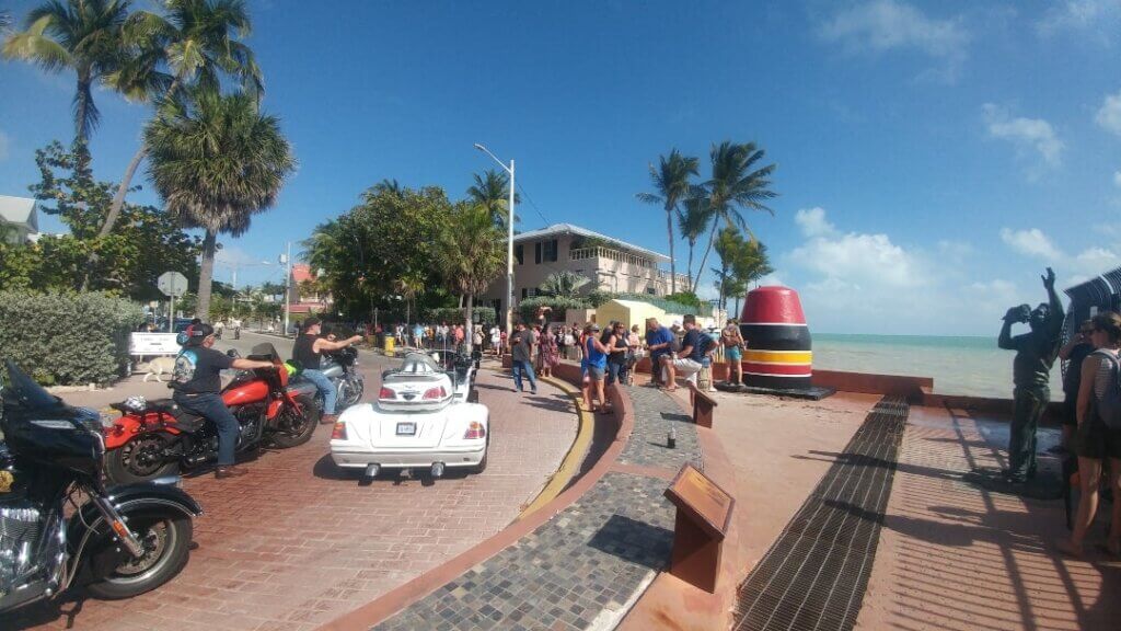 Southernmost Point and the lineup of tourists, Key West attractions