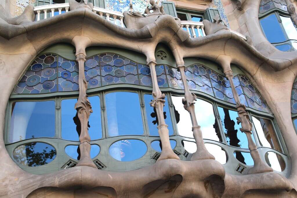 The blue window, Gaudi house, Barcelona attraction