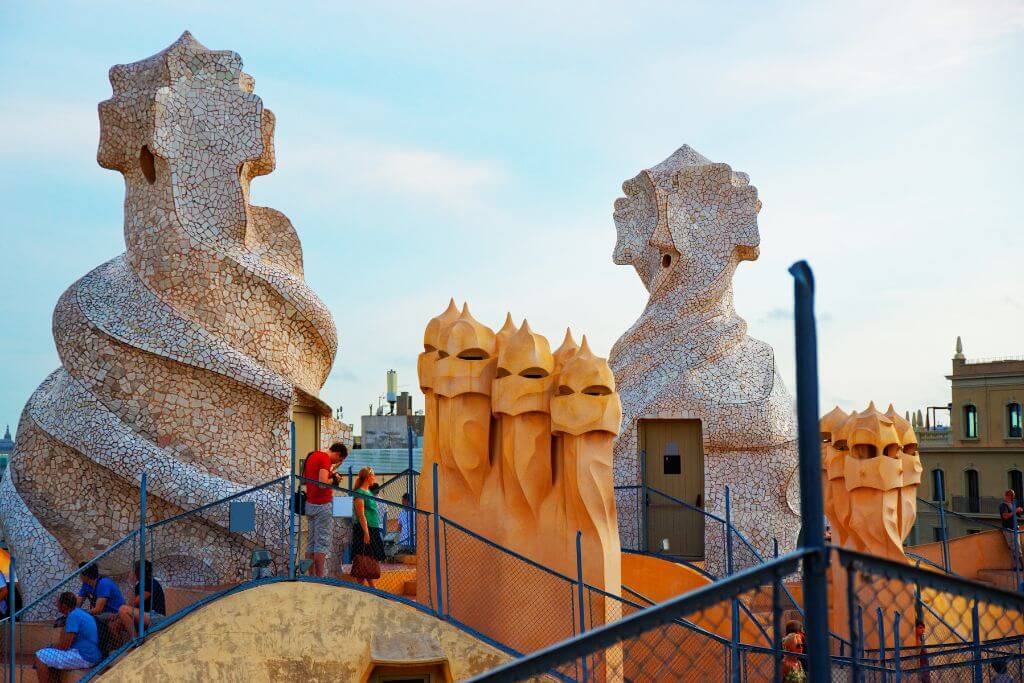 The chimneys and vents in Casa Mila, design, houses done by Gaudi, Casa Mila stormtroopers