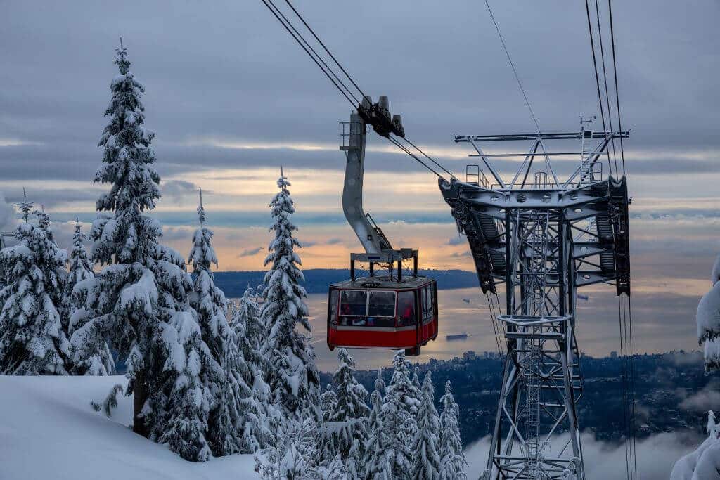 View towards Vancouver from Grouse Mountain, gondola
