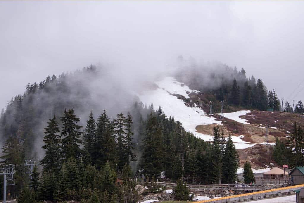 Grouse Mountain in the winter, skiing slope, nature