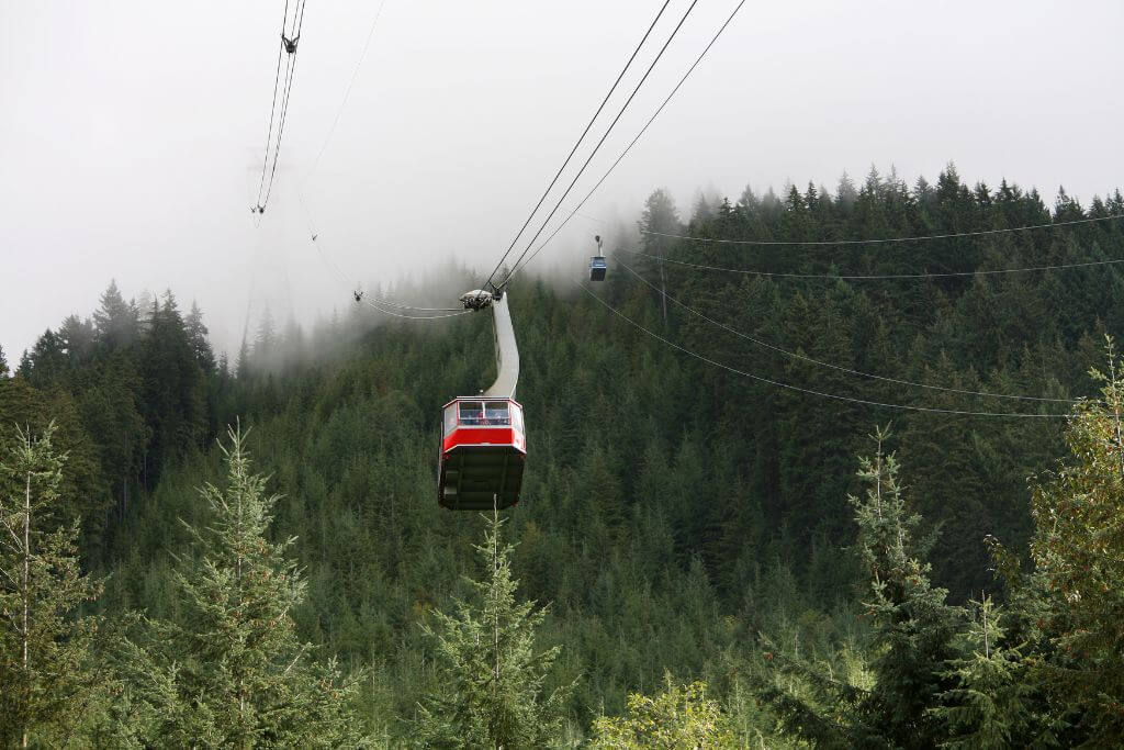 Skyride gondola in Grouse Mountain, Vancouver, nature, forest, trees
