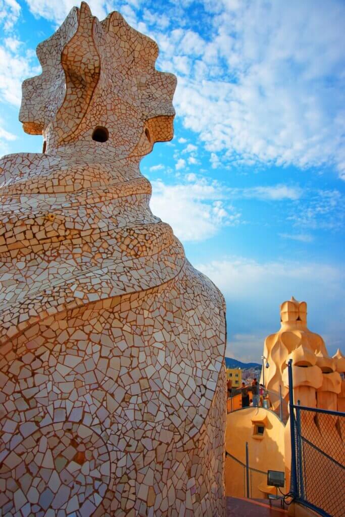 One of the chimneys on the roof of La Pedrera, attractions, Gaudi houses