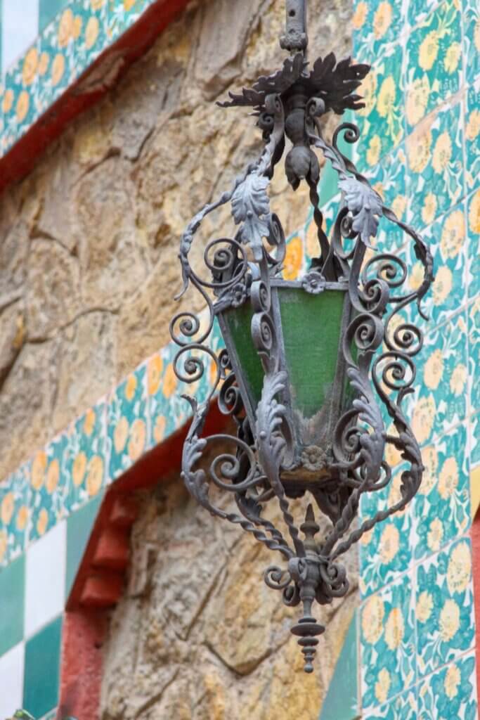 Detail from the facade of Casa Vicens, metal lantern