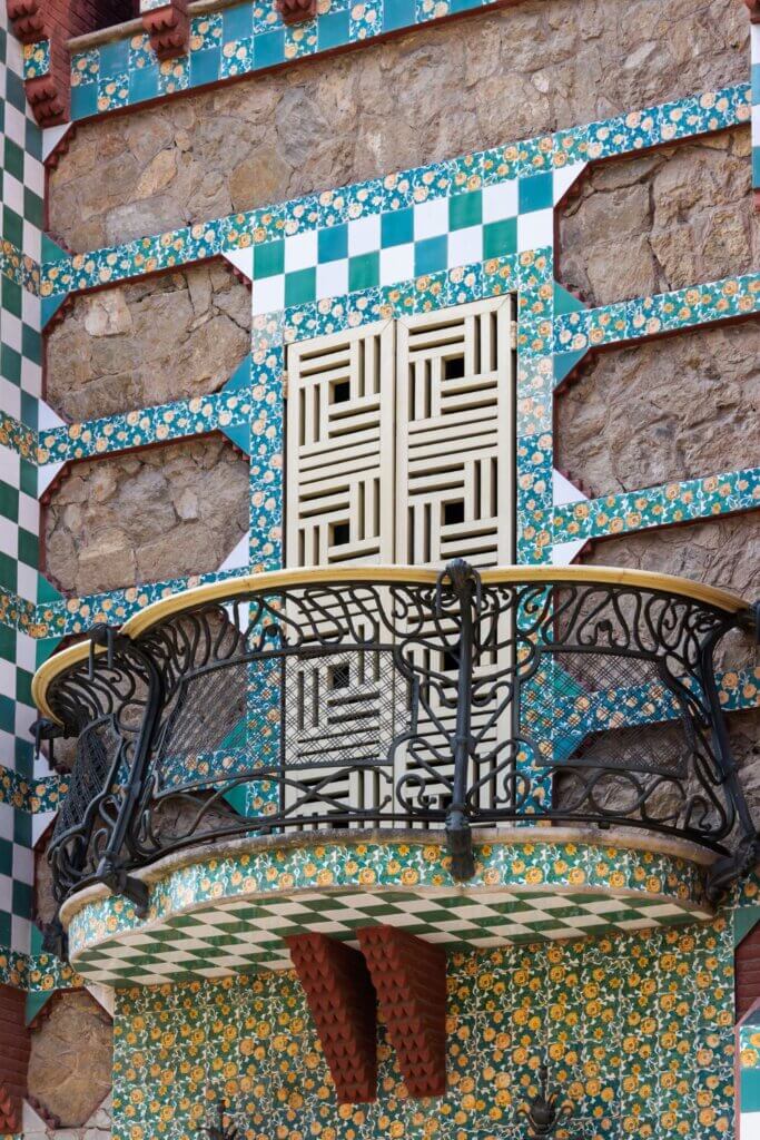 Casa Vicens balcony, one of Gaudi houses in Barcelona