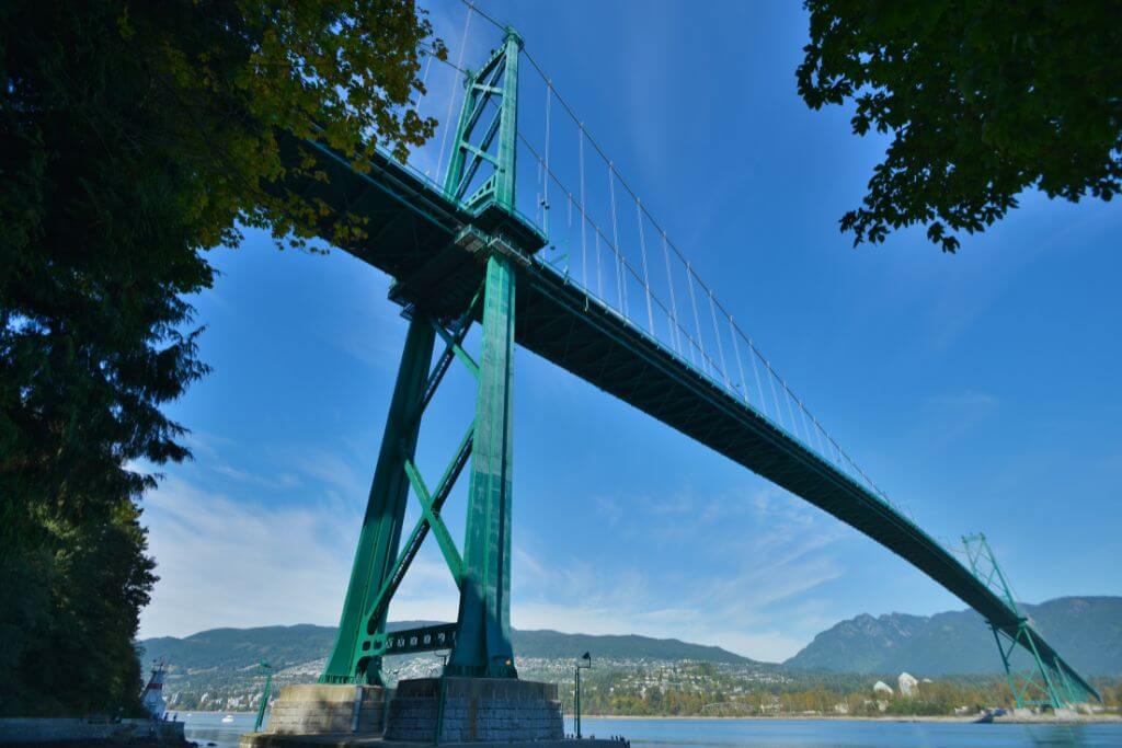 View of Lions Gate Bridge from Stanley Park's Seawall
