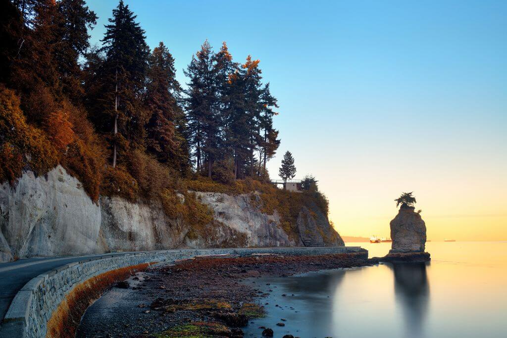 One of the things to do in Stanley Park is to see Siwash Rock, Pineapple Rock