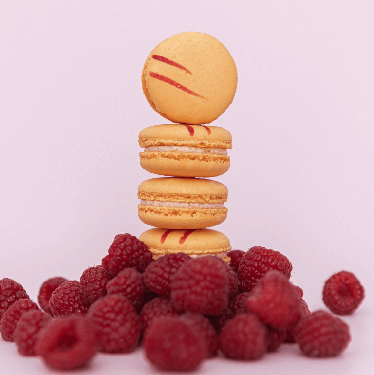 Raspberry Apricot Macarons, best bakery in Vancouver