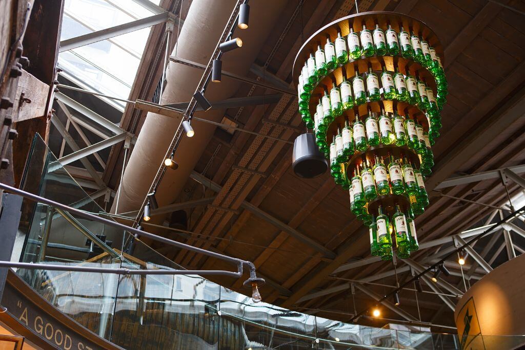 The chandelier made of Jameson bottles at the Jameson Distillery, whiskey, alcohol 