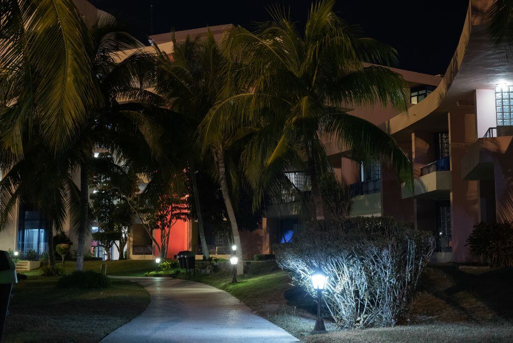 A resort at night, Caribbean resort, is the DR safe 