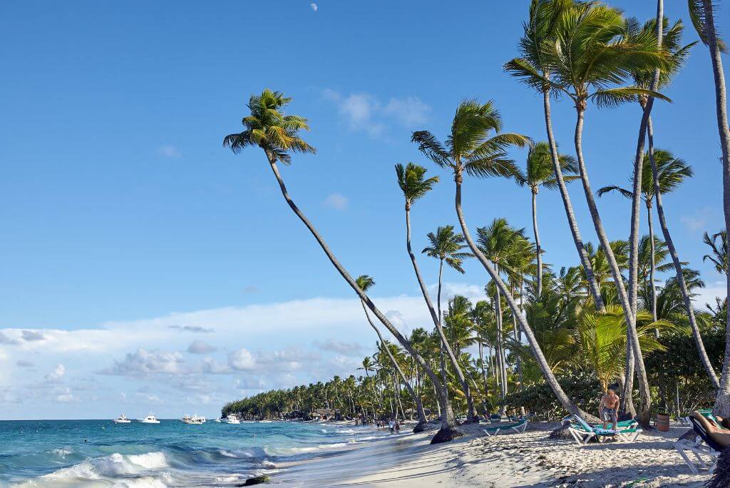 Beach and palm trees in the Dominican Republic, All-Inclusive Resorts, Caribbean