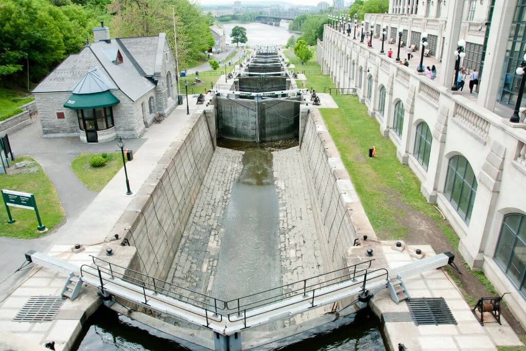 Rideau Canal Locks, this section that is in the downtown core. Parliament Hill is to the left of it